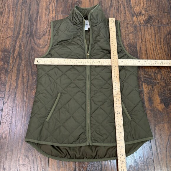 Old Navy Quilted Vest XS Olive Green Full-Zip Pockets Women's Jacket - Picture 8 of 12